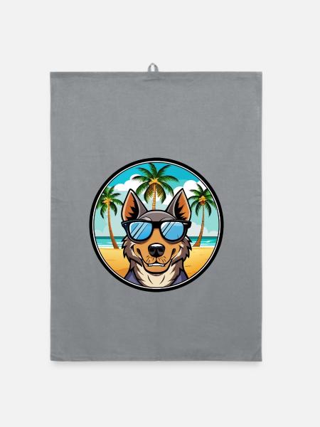 Beauceron Hunderasse Cartoon Sonnenbrille Strand - Organic Geschirrtuch - Grau - Vorne
