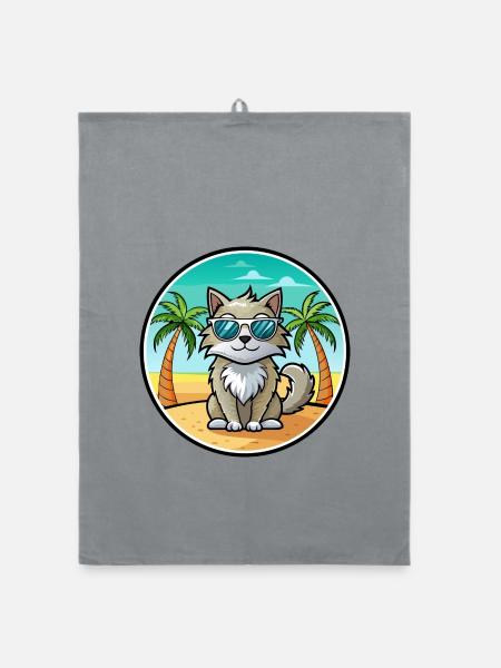 Laperm Cat Breed Cartoon Lunettes de soleil Beach - Torchon bio - bruyère - Devant