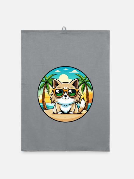 Birma Katzenrasse Cartoon Sonnenbrille Strand - Organic Geschirrtuch - Grau - Vorne
