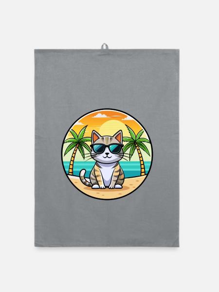 Amerikanische Kurzhaarkatze Rasse Cartoon Sonnenbrille - Organic Geschirrtuch - Grau - Vorne