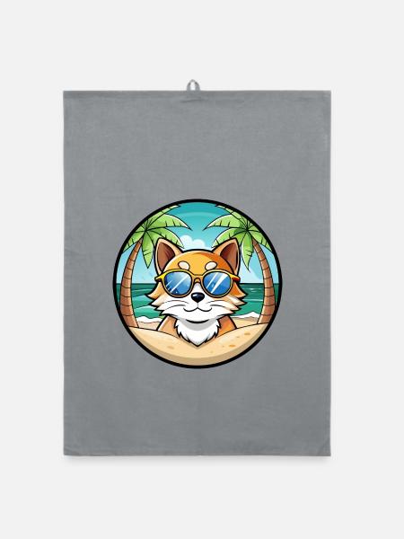 Ragdoll Katzenrasse Cartoon Sonnenbrille Strand - Organic Geschirrtuch - Grau - Vorne