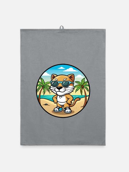 Baby Cat Breed Cartoon Sunglasses Beach - Organic dish towel - grey - Front