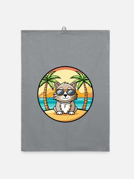 Laperm Cat Breed Cartoon Lunettes de soleil Beach - Torchon bio - bruyère - Devant