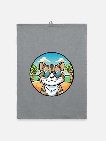 Verdünnte Kattunkatzenrasse Cartoon Sonnenbrille Strand - Organic Geschirrtuch - Grau - Vorne