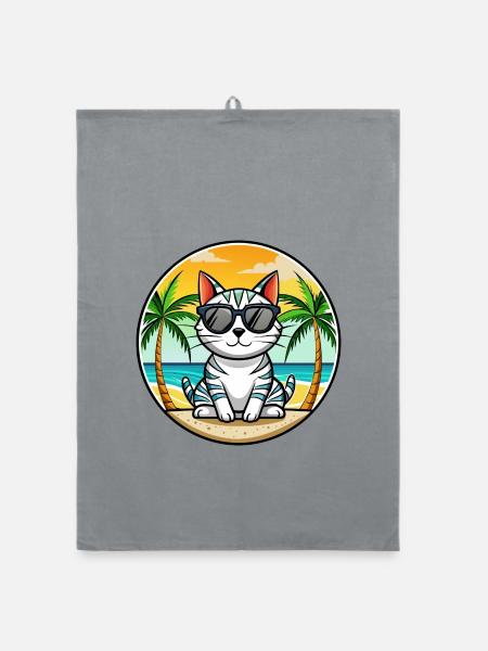 Amerikanische Kurzhaarkatze Rasse Cartoon Sonnenbrille - Organic Geschirrtuch - Grau - Vorne
