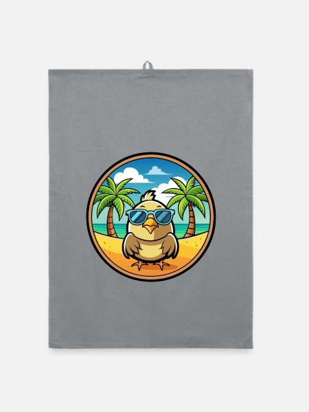 Wachtel Lustige Cartoon Sommer Strand Sonnenbrille Cool - Organic Geschirrtuch - Grau - Vorne