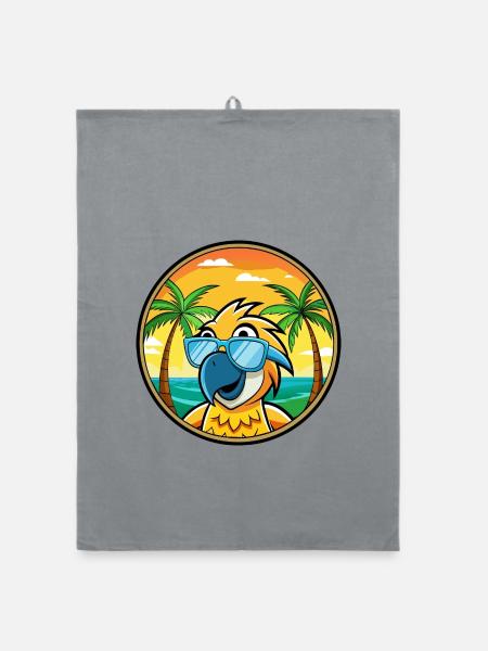 Papagei Lustige Cartoon Sommer Strand Sonnenbrille Cool - Organic Geschirrtuch - Grau - Vorne