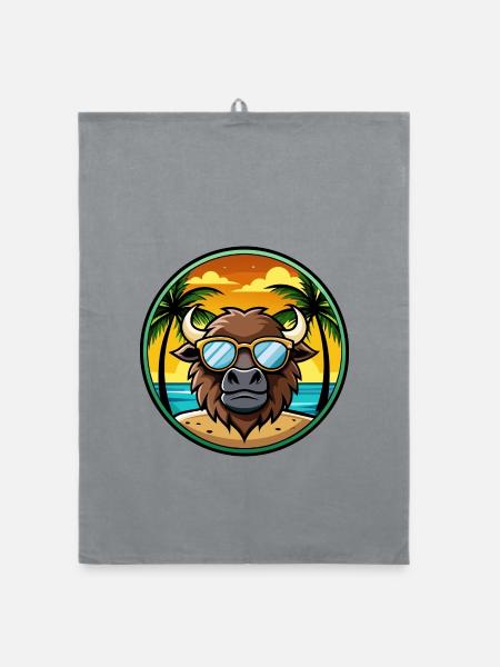 Buffalo Funny Cartoon Lunettes de soleil de plage d’été cool - Torchon bio - bruyère - Devant