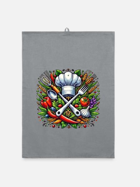 Koch Logo - Organic dish towel - grey - Front