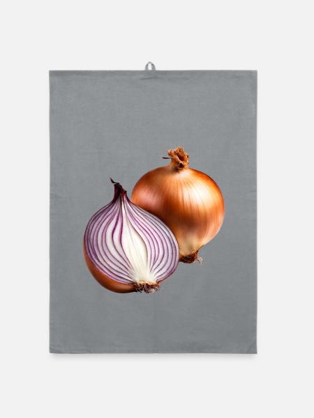 Rote Zwiebel Frische - Organic Geschirrtuch - Grau - Vorne