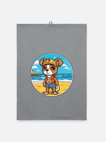 Portugiesischer Wachhund Rasse Cartoon Kawaii Hund - Organic Geschirrtuch - Grau - Vorne