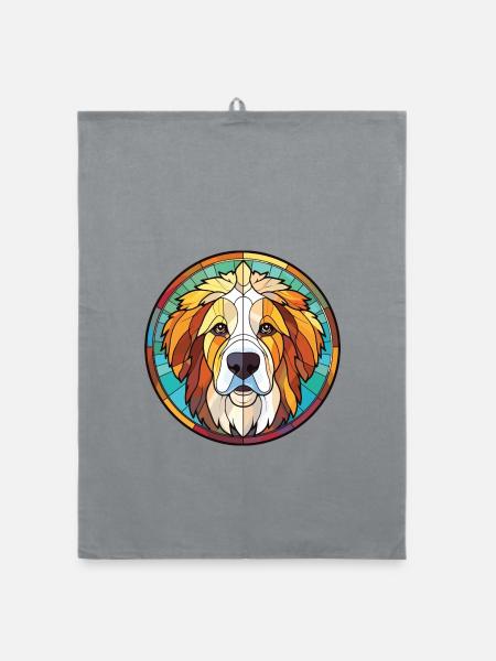 Himalaya-Schäferhund Hunderasse buntes Aquarell - Organic Geschirrtuch - Grau - Vorne