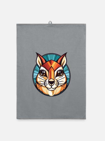 Streifenhörnchen Bunte Aquarell-Tierillustration - Organic Geschirrtuch - Grau - Vorne