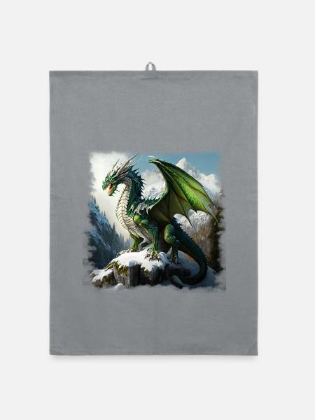 Fantasy Dragon - Organic Geschirrtuch - Grau