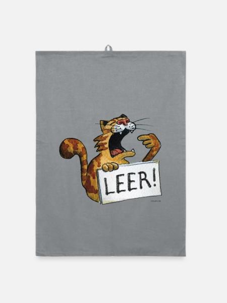 hungrige Katze (leer) - Organic Geschirrtuch - Grau - Vorne