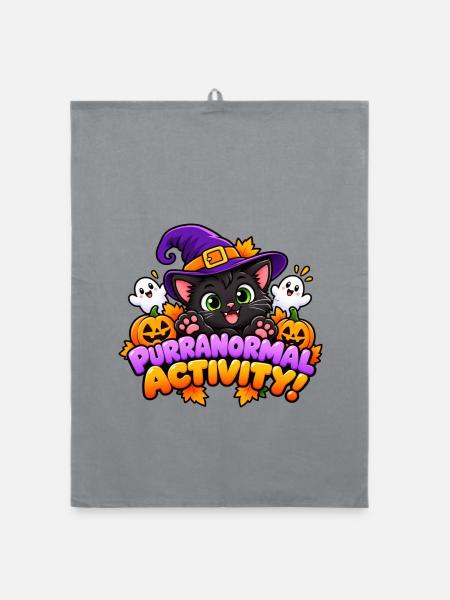 Purranormale Aktivität! - Süße Halloween-Katze - Organic Geschirrtuch - Grau
