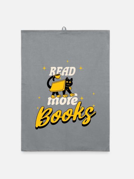 Read More Books – Cooles Design für Bücherwürmer - Organic Geschirrtuch - Grau - Vorne