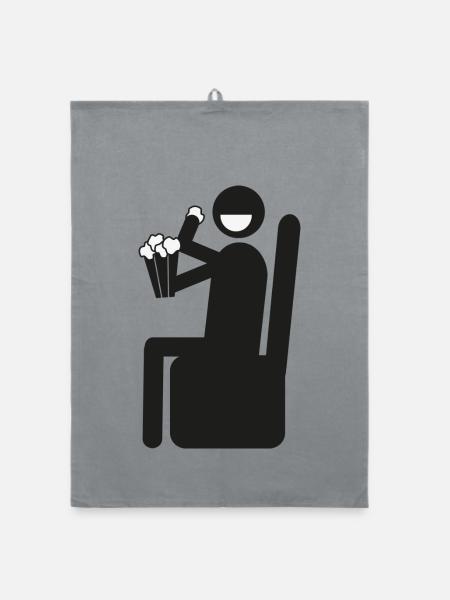 Popcorn mit einem Lächeln essen - Organic Geschirrtuch - Grau - Vorne