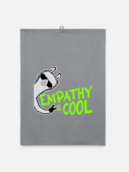 Empathy is cool freches Lama Empathie Mit Herz - Organic Geschirrtuch - Grau - Vorne