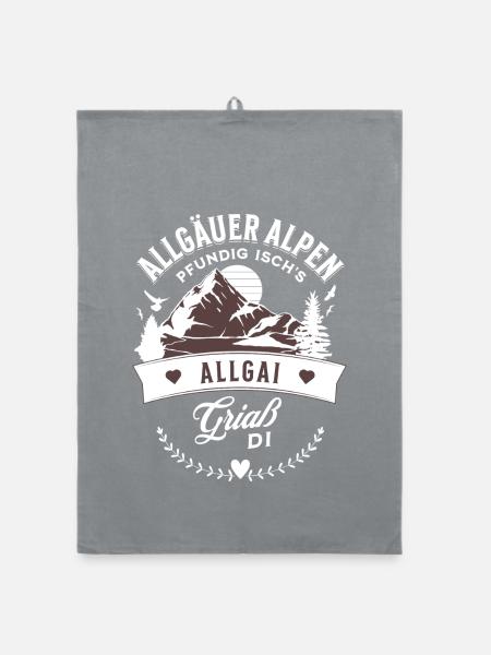 Allgäuer Alpen Pfundig Ischs Allgai Griaß Di Gesch - Organic Geschirrtuch - Grau - Vorne