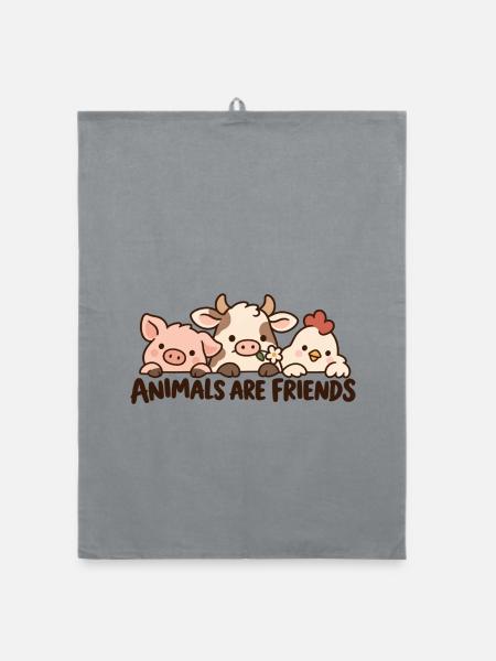 Animals Are Friends Farm Animals - Organic Geschirrtuch - Grau - Vorne