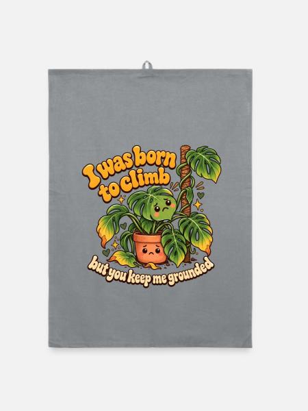 "I was born to climb" - Organic Geschirrtuch - Grau