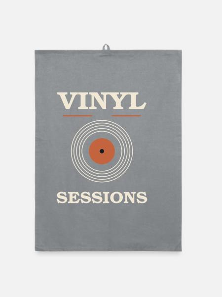 Vinyl SessionsRetro Schallplatte - Organic Geschirrtuch - Grau