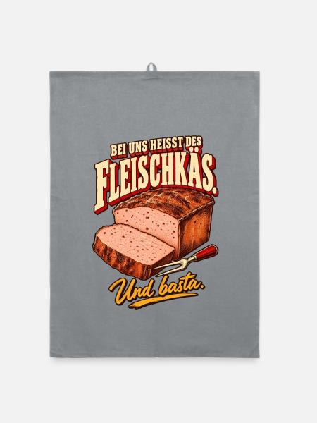 Bei uns heißt des Fleischkäs - Organic Geschirrtuch - Grau - Vorne