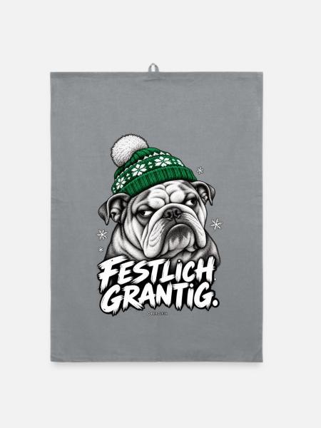 Grantige Weihnacht - Organic Geschirrtuch - Grau - Vorne