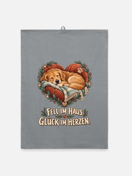 Fell im Haus. Glück im Herzen. - Organic Geschirrtuch - Grau - Vorne