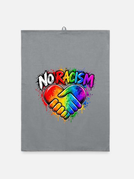 NoRassismus Regenbogen Herz-Hand - Organic Geschirrtuch - Grau - Vorne