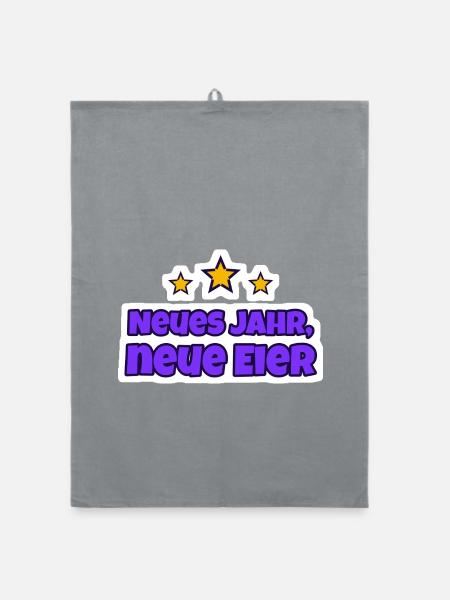 Neues Jahr, neue Eier Silvester Sticker - Organic Geschirrtuch - Grau - Vorne