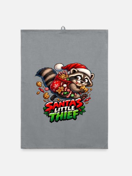 Santas kleiner Dieb - Organic Geschirrtuch - Grau - Vorne