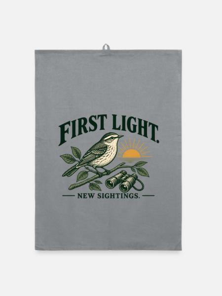 First Light New Sightings Garten Vögel - Organic Geschirrtuch - Grau - Vorne