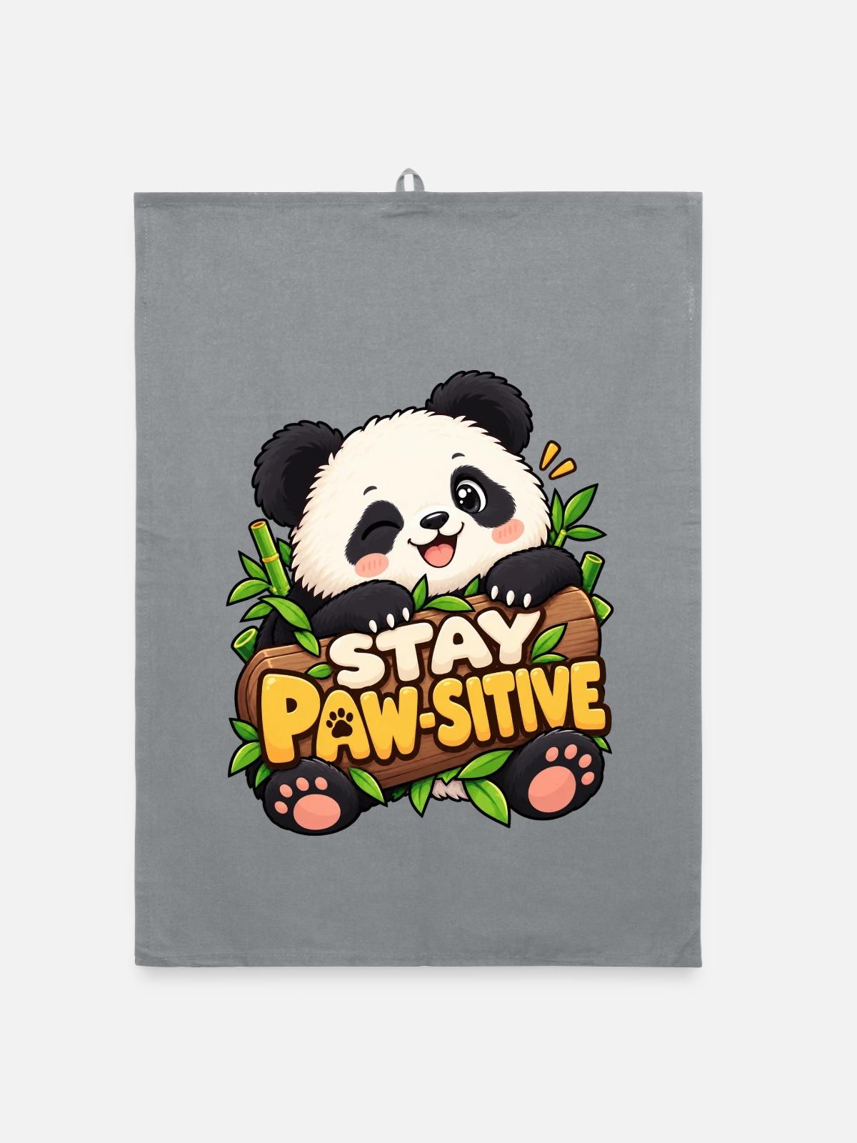 Stay Paw-Sitive Panda - Organic Geschirrtuch - Grau - Vorne