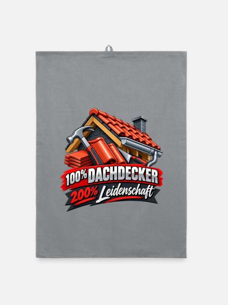 Dachdecker Leidenschaft Shirt - Organic Geschirrtuch - Grau - Vorne