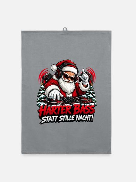 Harter Bass Santa Remix - Organic Geschirrtuch - Grau - Vorne