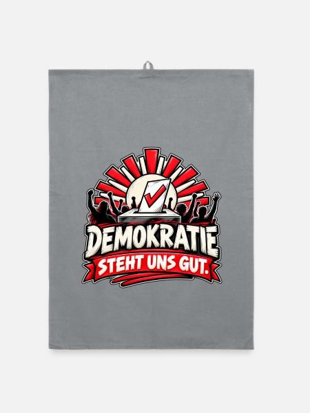 Demokratie Steht Uns Gut – Grafik - Organic Geschirrtuch - Grau - Vorne