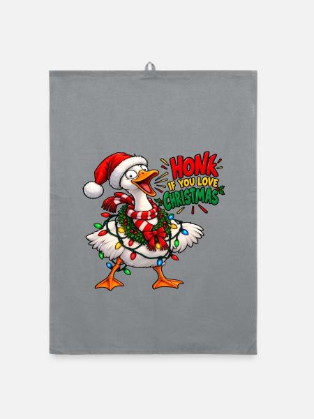 Schreiende Gans – Weihnachtshumor - Organic Geschirrtuch - Grau - Vorne