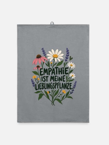 Empathie ist meine Lieblingspflanze Anti Hass - Organic Geschirrtuch - Grau - Vorne