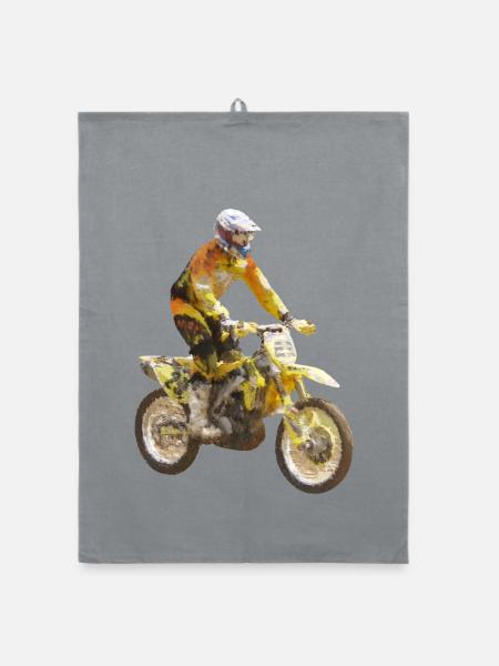 motocross - Organic Geschirrtuch - Grau - Vorne