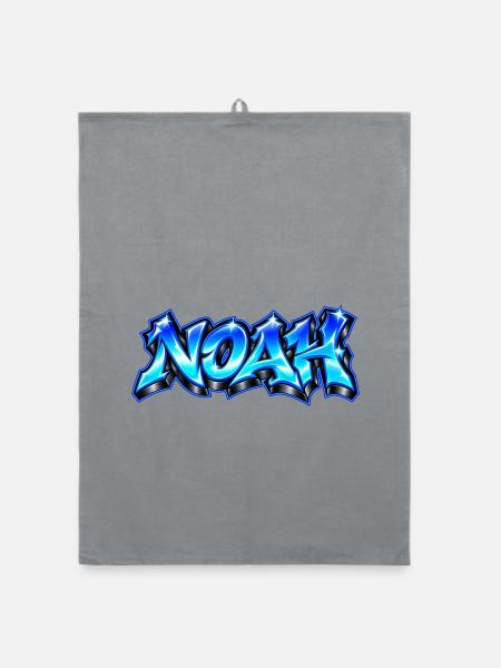 NOAH Graffiti Name Street Art Hip Hop 3D - Organic Geschirrtuch - Grau - Vorne