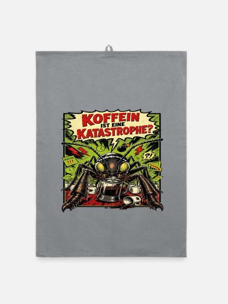 Koffein ist eine Katastrophe – Horror-Ameise Retro - Organic Geschirrtuch - Grau - Vorne