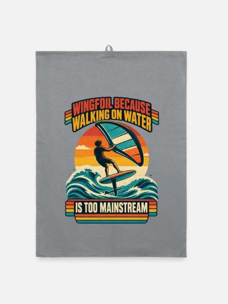 Wingfoil Because Walking On Water - Organic Geschirrtuch - Grau - Vorne