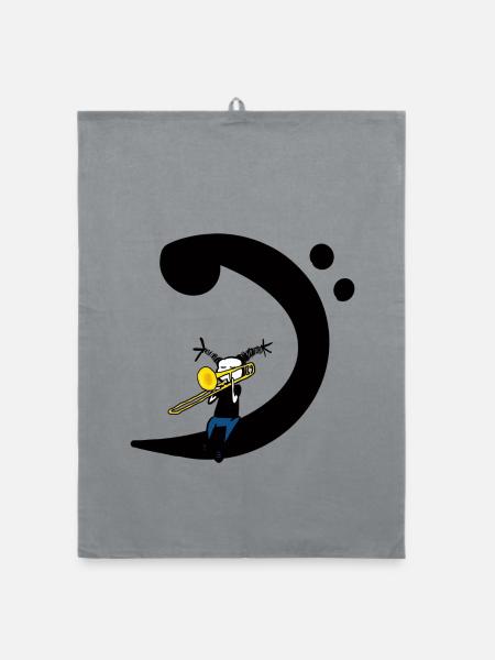 Posaunen-Bass Clef – Posaunist-Musik-T-Shirt - Organic Geschirrtuch - Grau - Vorne