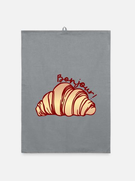 Hallo französischer Halbmond - Organic Geschirrtuch - Grau - Vorne