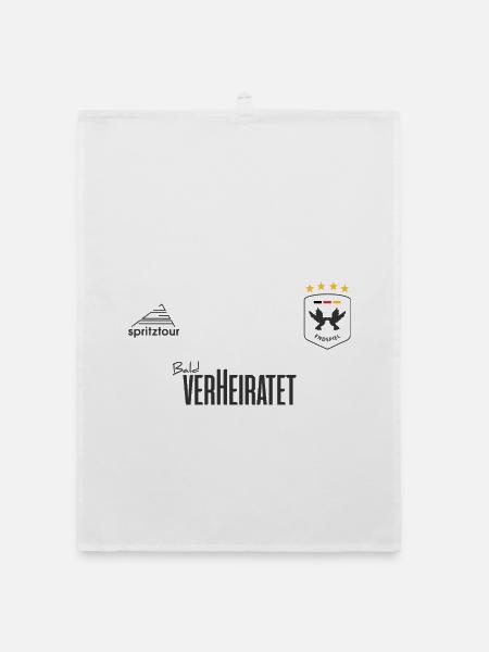JGA - Trikot - Bald verheiratet - Dunkle Schrift - Organic Geschirrtuch - Weiß