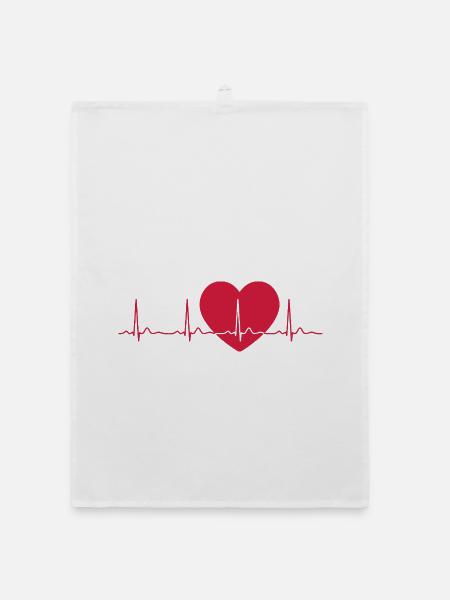 Herzschlag-EKG-Linie Medizinischer Pulswellen-Ikon-Vektor - Organic Geschirrtuch - Weiß - Vorne