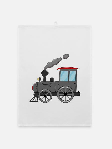 Train pour enfants gris - Torchon bio - blanc - Devant