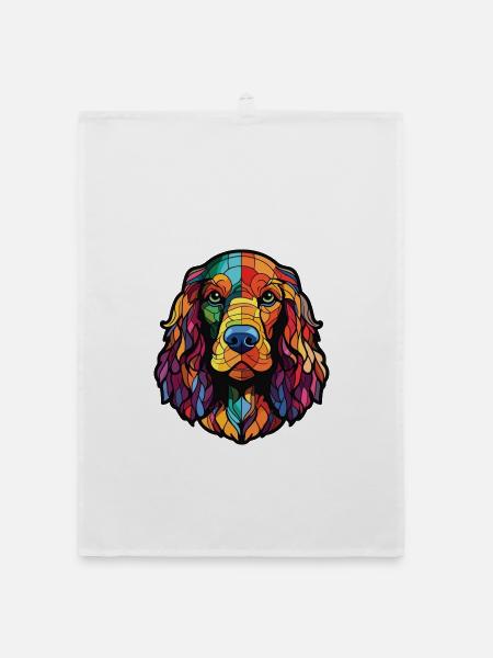 Englischer Cocker Spaniel Hunderasse Aquarellglas - Organic Geschirrtuch - Weiß